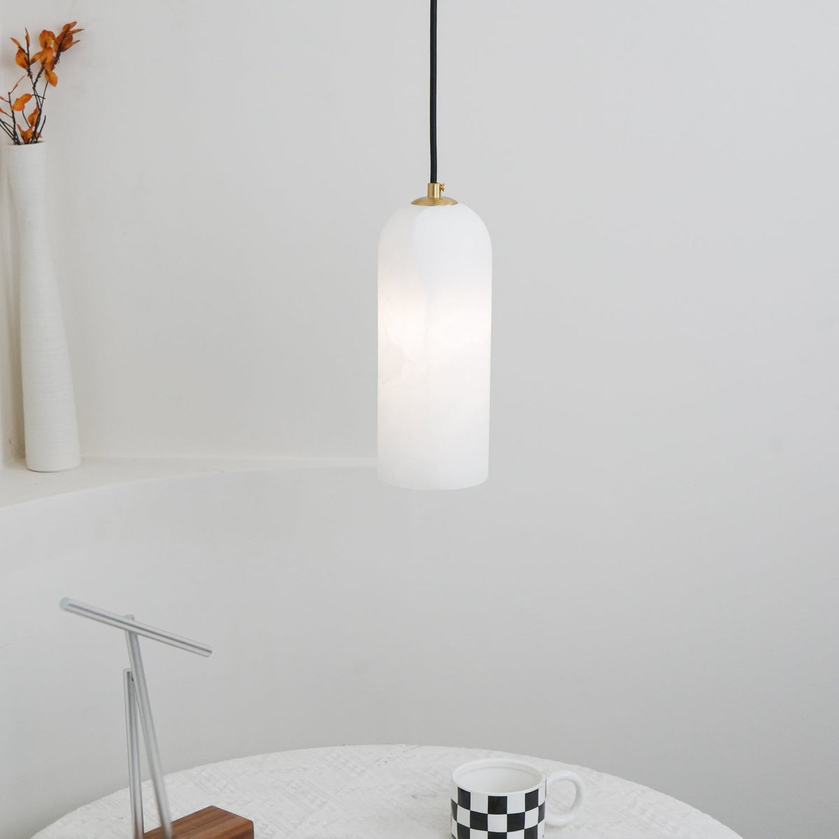 Contemporary Alabaster Single-Drop Design Pendant Light 1-Light