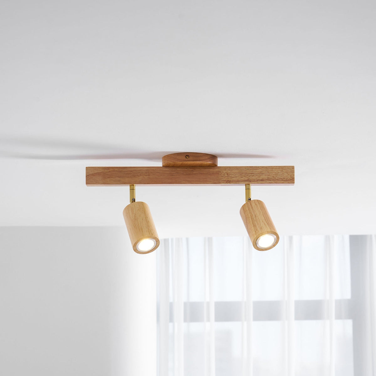 Japanese Wooden Adjustable LED Spotlight 1-Light