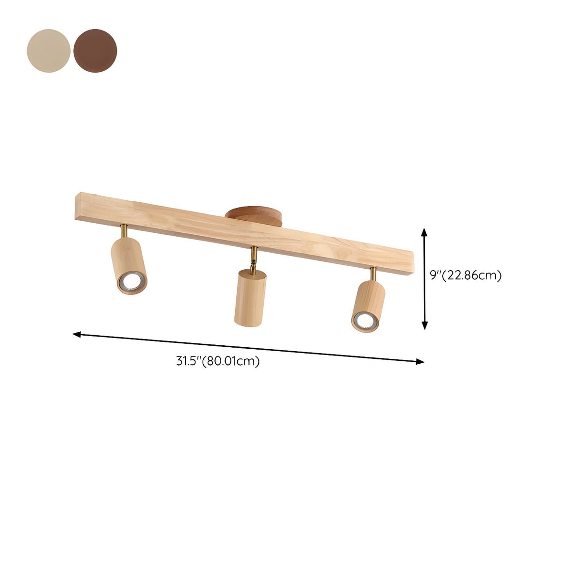 Japanese Wooden Adjustable LED Spotlight 1-Light