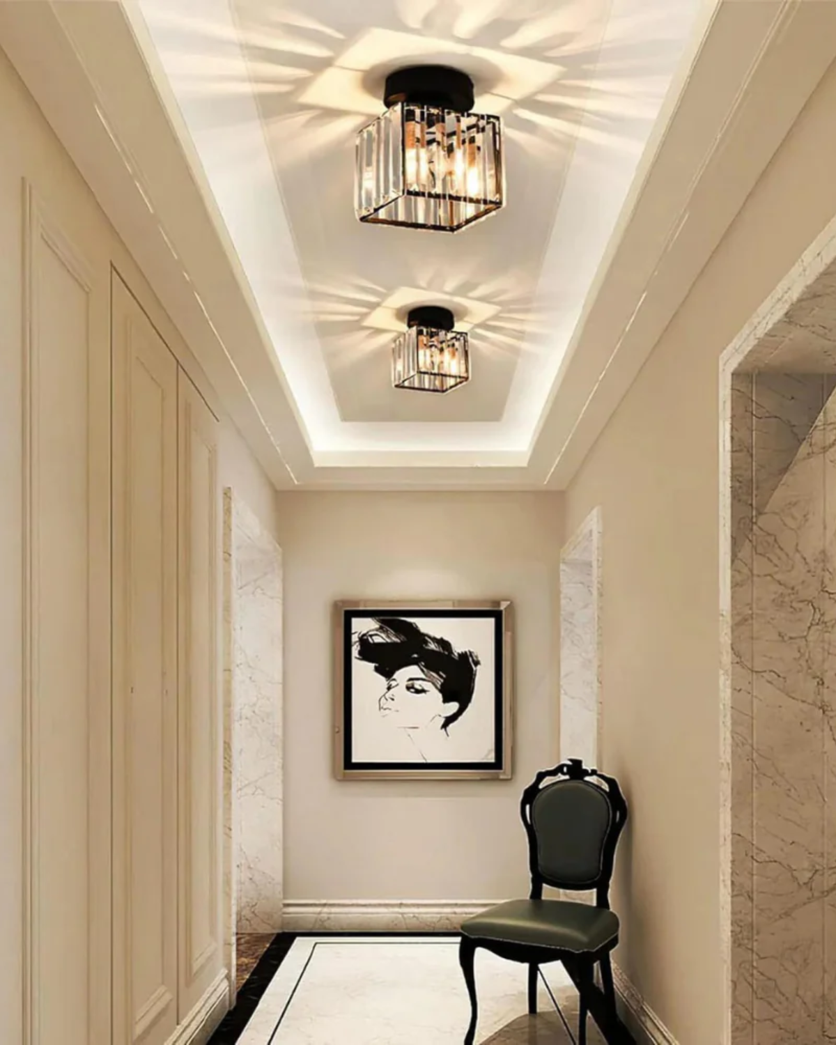 Contemporary Glass Square Ceiling Light 1-Light