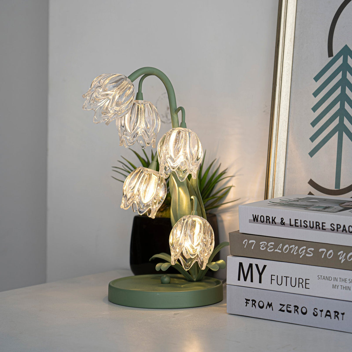 Contemporary Glass Multi-Light Stem Table Lamp 1-Light