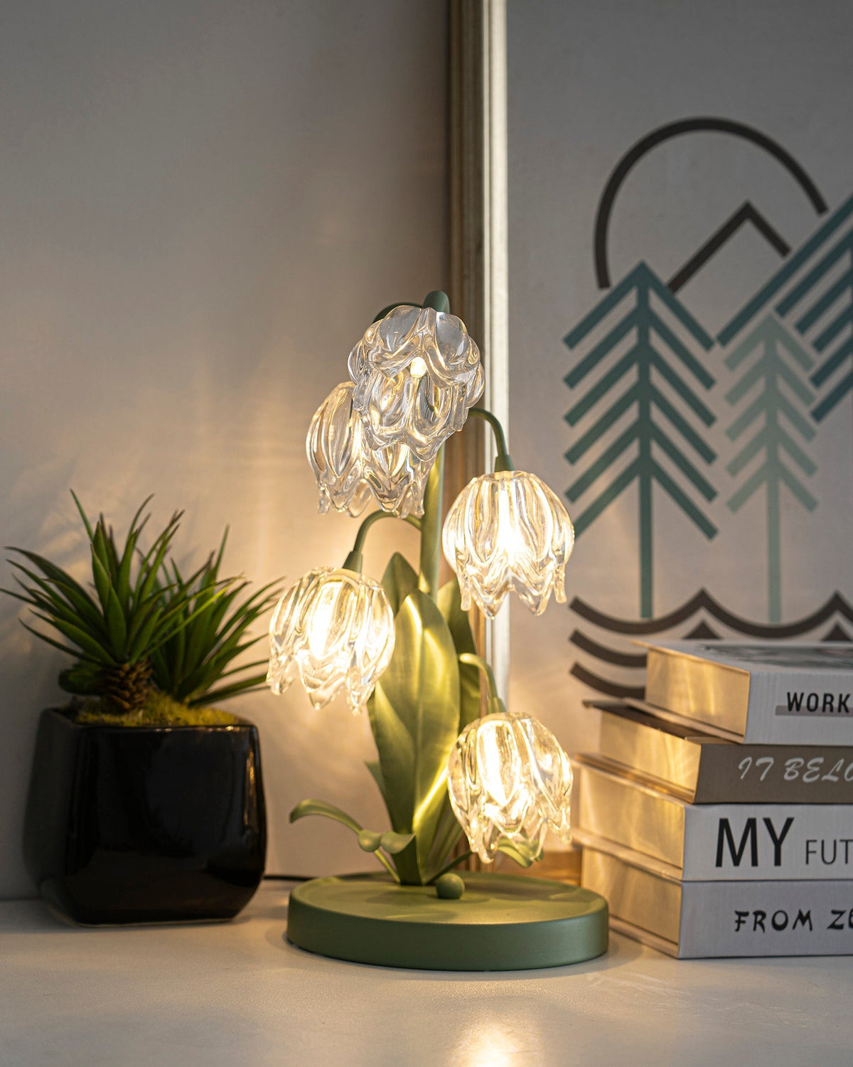 Contemporary Glass Multi-Light Stem Table Lamp 1-Light