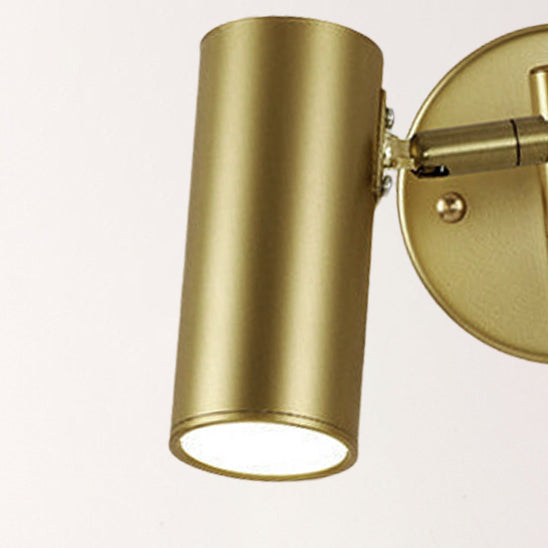 Nordic Brass Cylinder Swing Arm Wall Sconce Lamp 1-Light