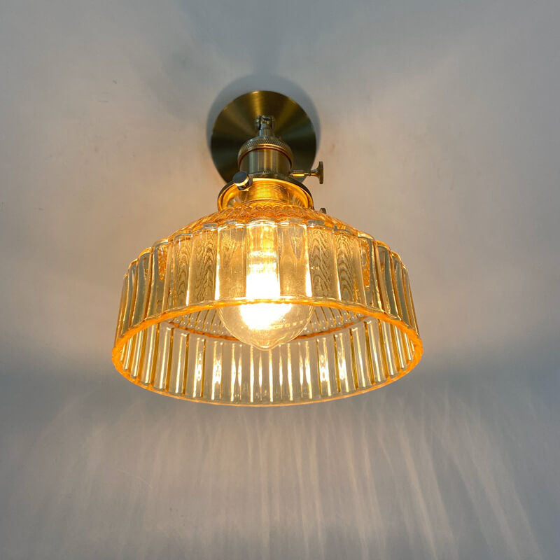 Scandinavian Brass Glass Dome Wall Sconce Lamp 1-Light