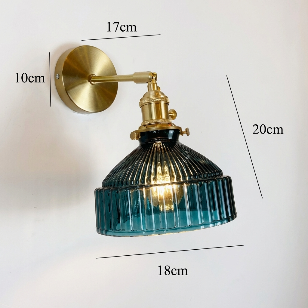 Scandinavian Brass Glass Dome Wall Sconce Lamp 1-Light