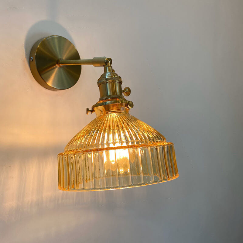 Scandinavian Brass Glass Dome Wall Sconce Lamp 1-Light