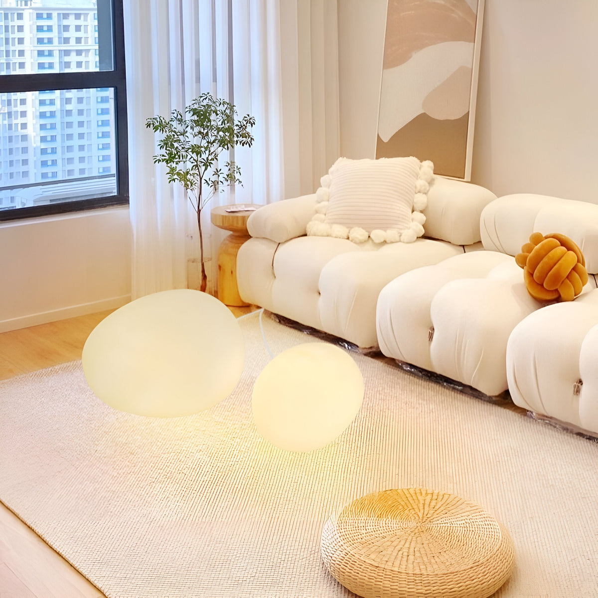 Scandinavian Stone-Shaped LED Table Lamp 1-Light
