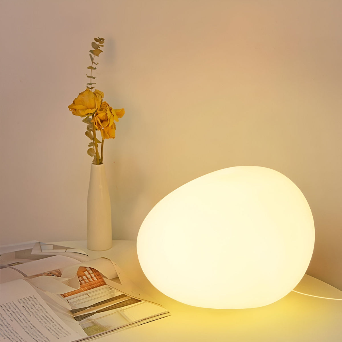 Scandinavian Stone-Shaped LED Table Lamp 1-Light