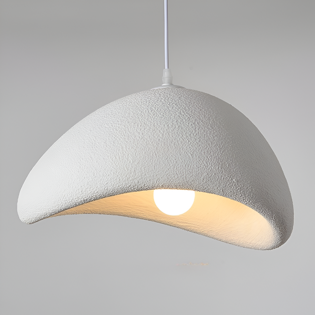 Japandi Polystyrene Textured Shade Pendant Light 1-Light