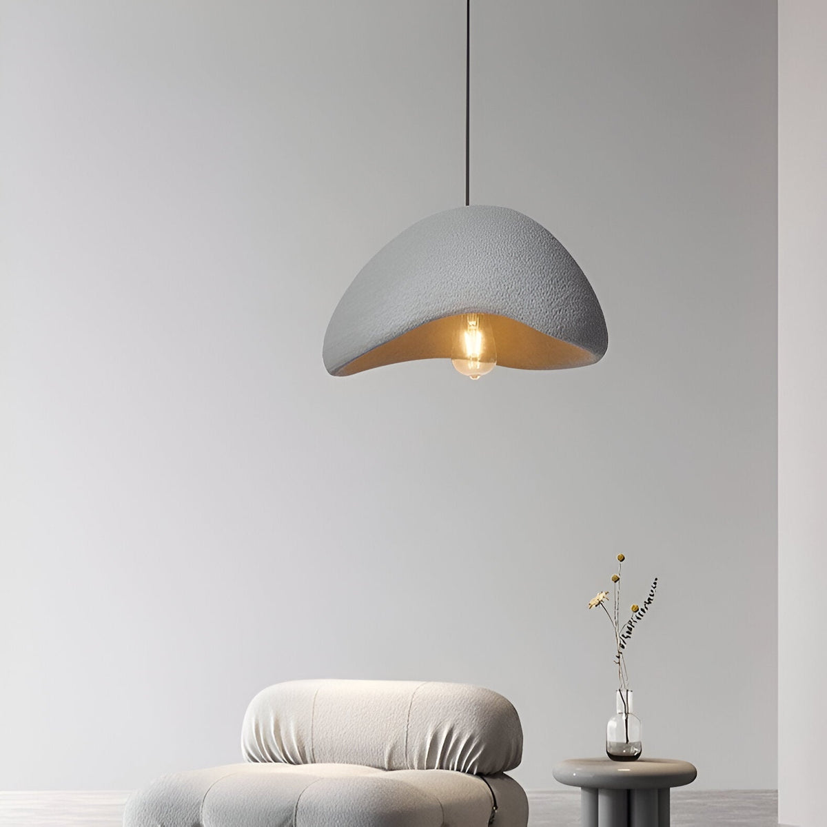 Japandi Polystyrene Textured Shade Pendant Light 1-Light