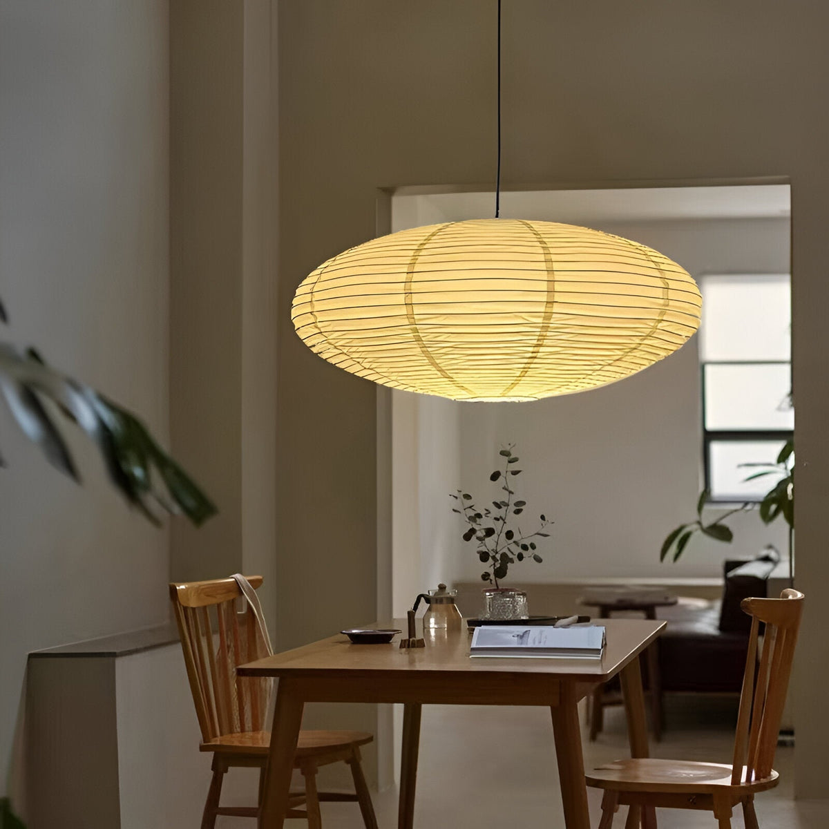 Japandi Paper Xuan Shade Pendant Light 1-Light