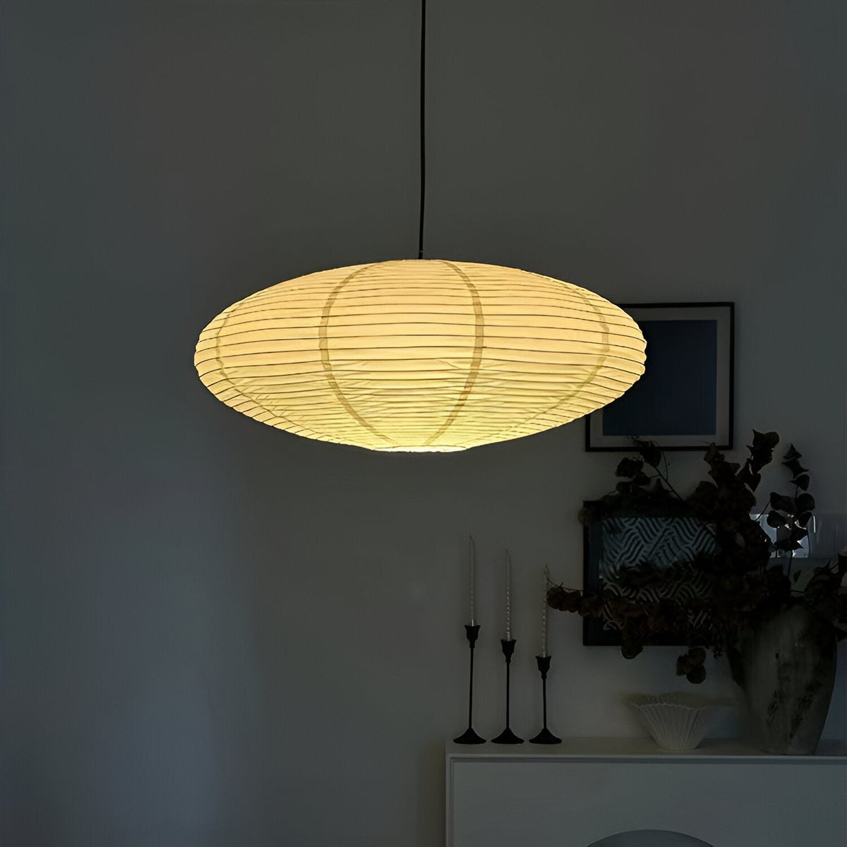 Japandi Paper Xuan Shade Pendant Light 1-Light