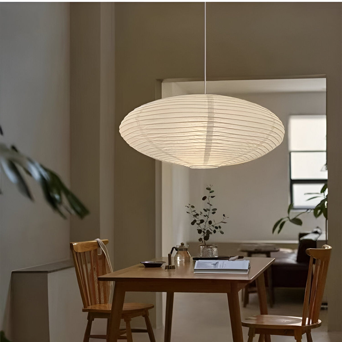 Japandi Paper Xuan Shade Pendant Light 1-Light