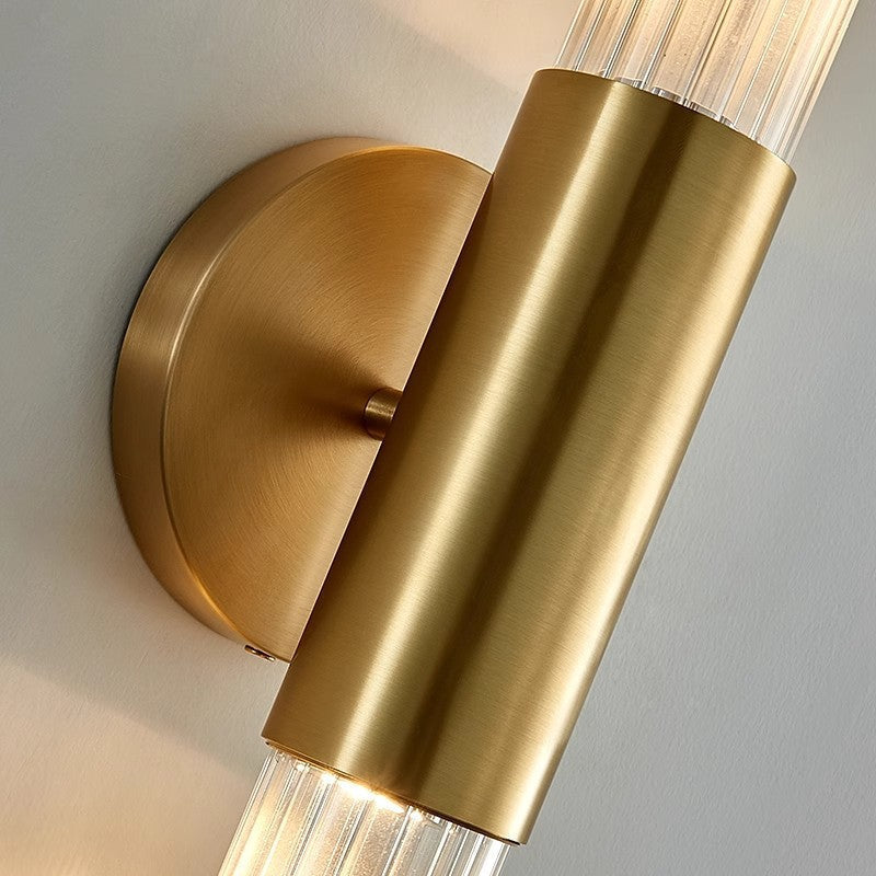 Scandinavian Water-Ripple Glass Brass Wall Sconce LED 1-Light
