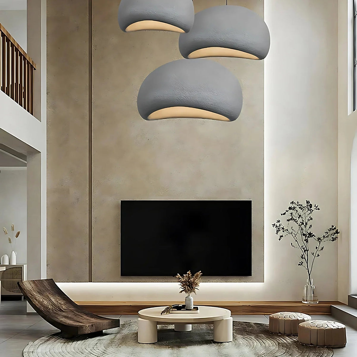 Wabi-Sabi Polystyrene Spherical Dome Pendant Light 1-Light