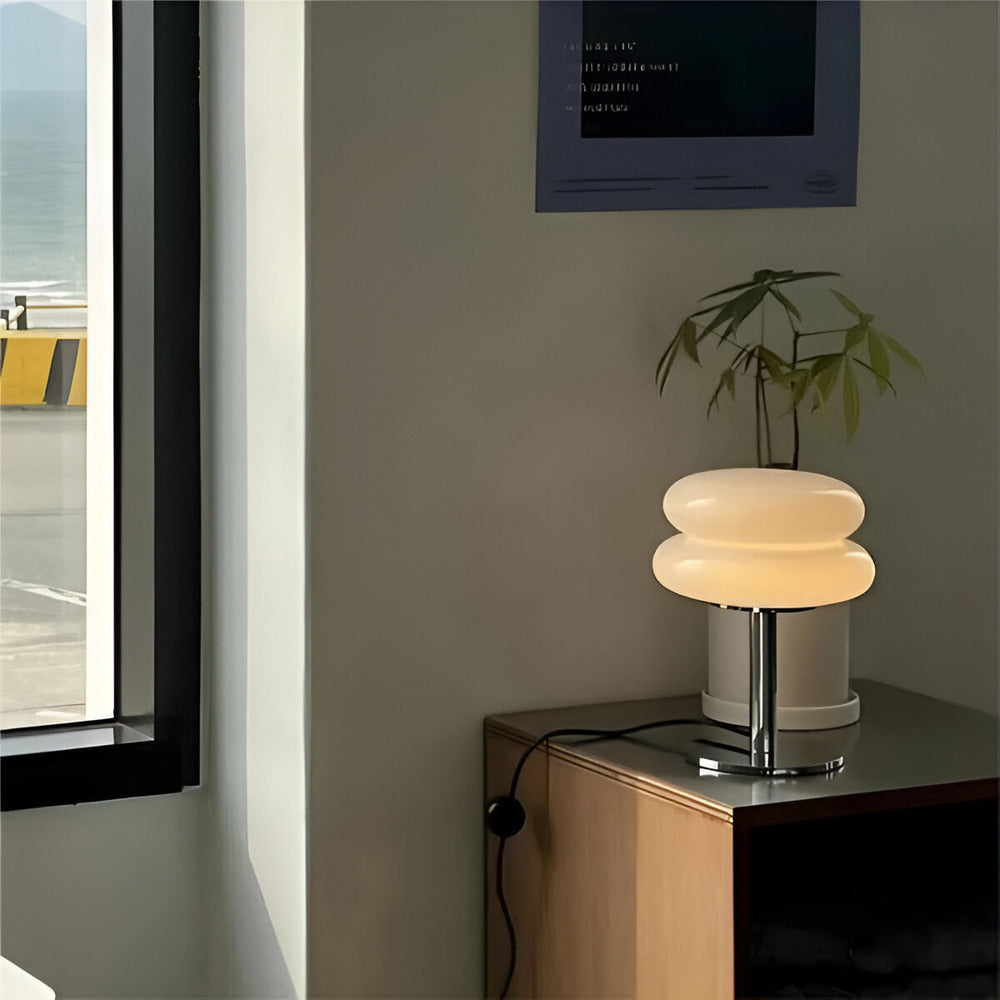 Contemporary Glass Base Table Lamp 1-Light
