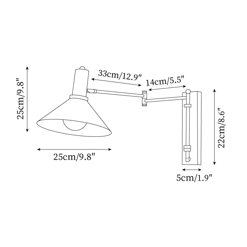 Contemporary Metal Cone Shade Wall Light 1-Light