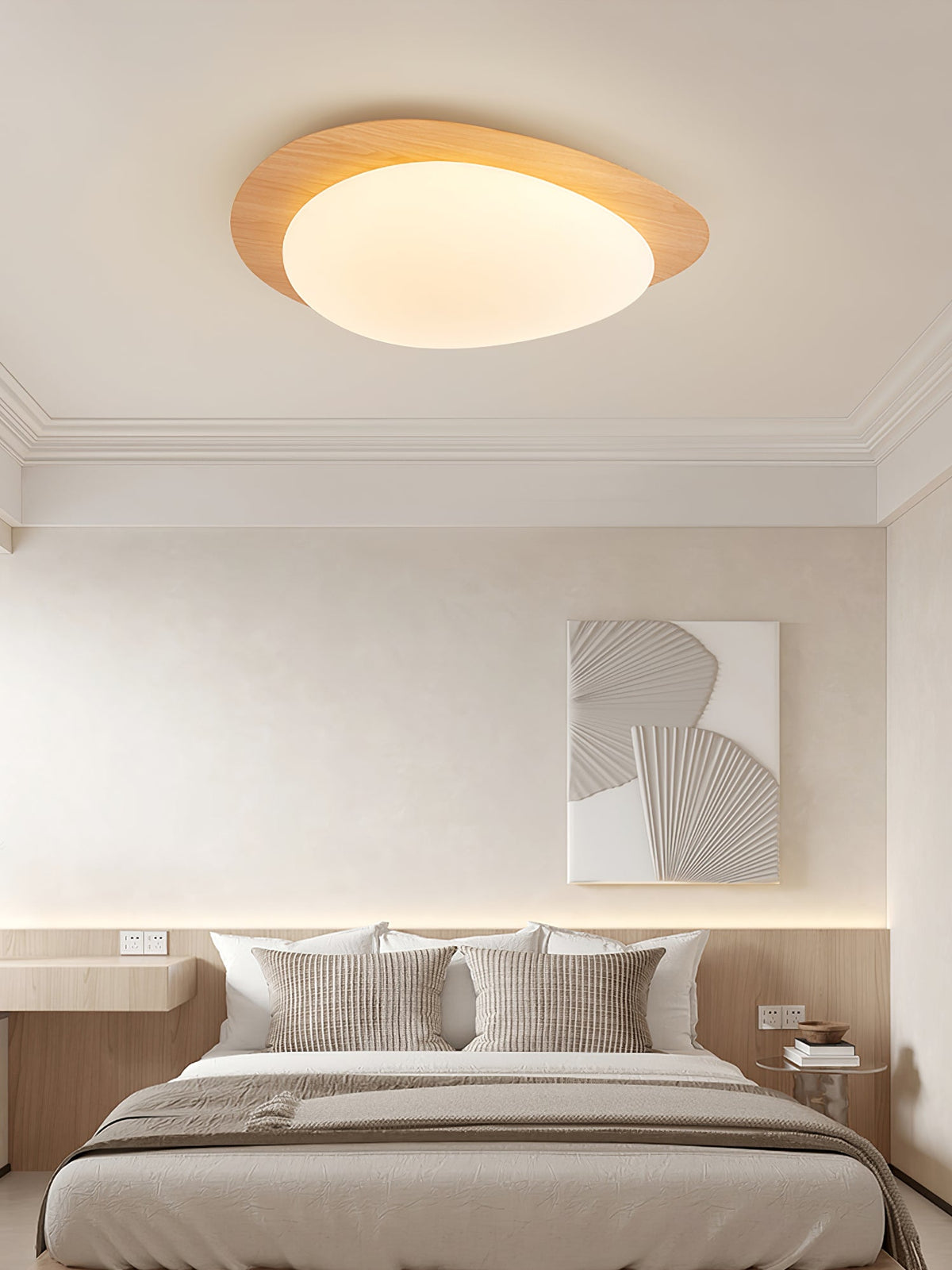 Contemporary Iron Wood-Trim Rim Ceiling Light 1-Light
