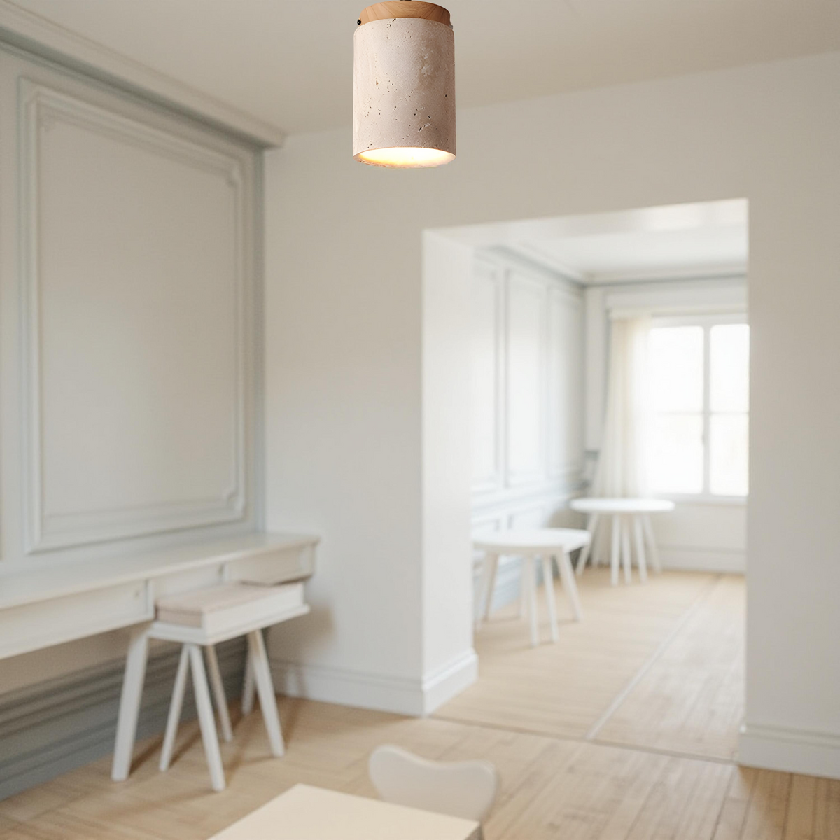 Elegant Travertine Cylinder LED Ceiling Spotlight 1-Light
