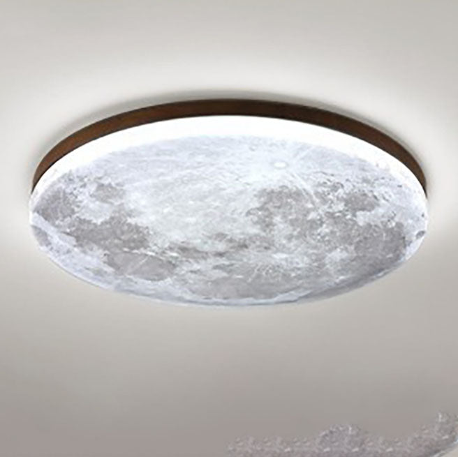 Scandinavian Wood & Pvc Round LED Flush Mount Ceiling Light 1-light