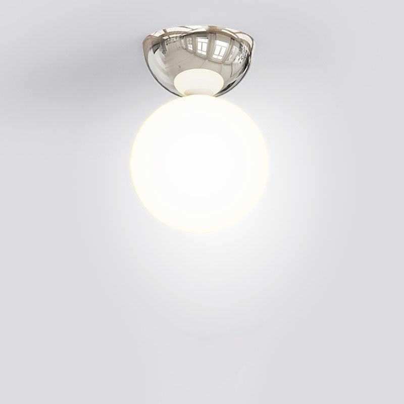 Scandinavian Glass Globe Semi-Flush Ceiling Light | 1-Light