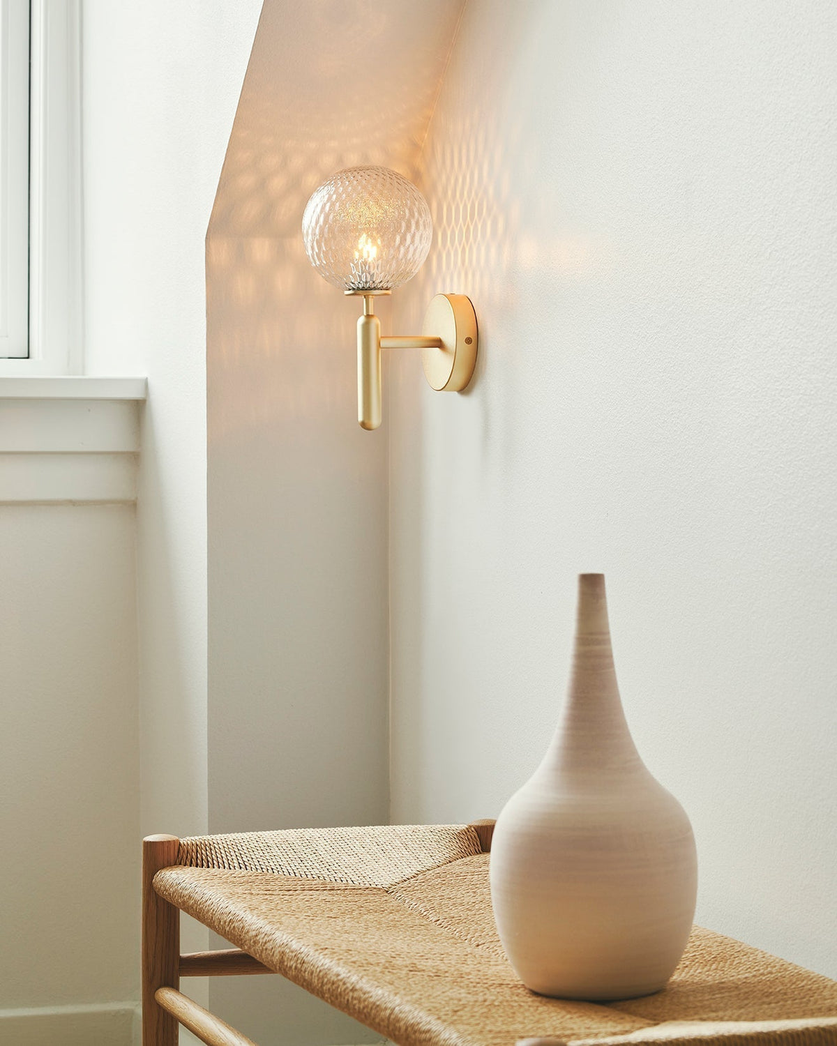 Scandinavian Brass Glass Globe LED Wall Light 1-Light