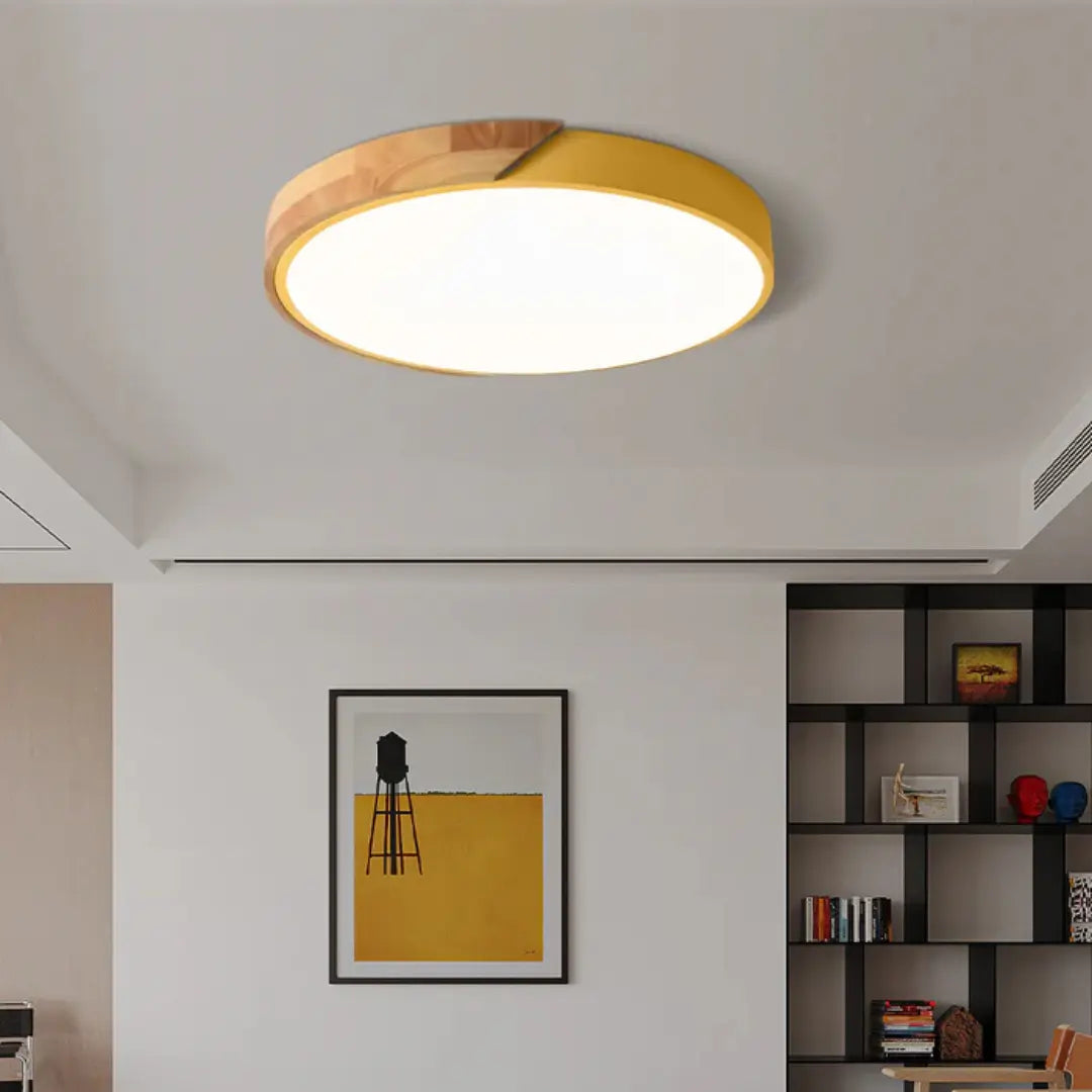 Scandinavian Wooden LED Ceiling Light Fixture – Contemporary Flush Mount...