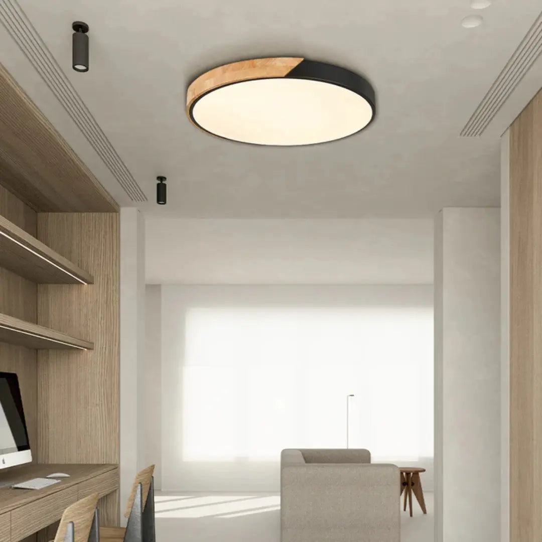 Scandinavian Wooden LED Ceiling Light Fixture – Contemporary Flush Mount...
