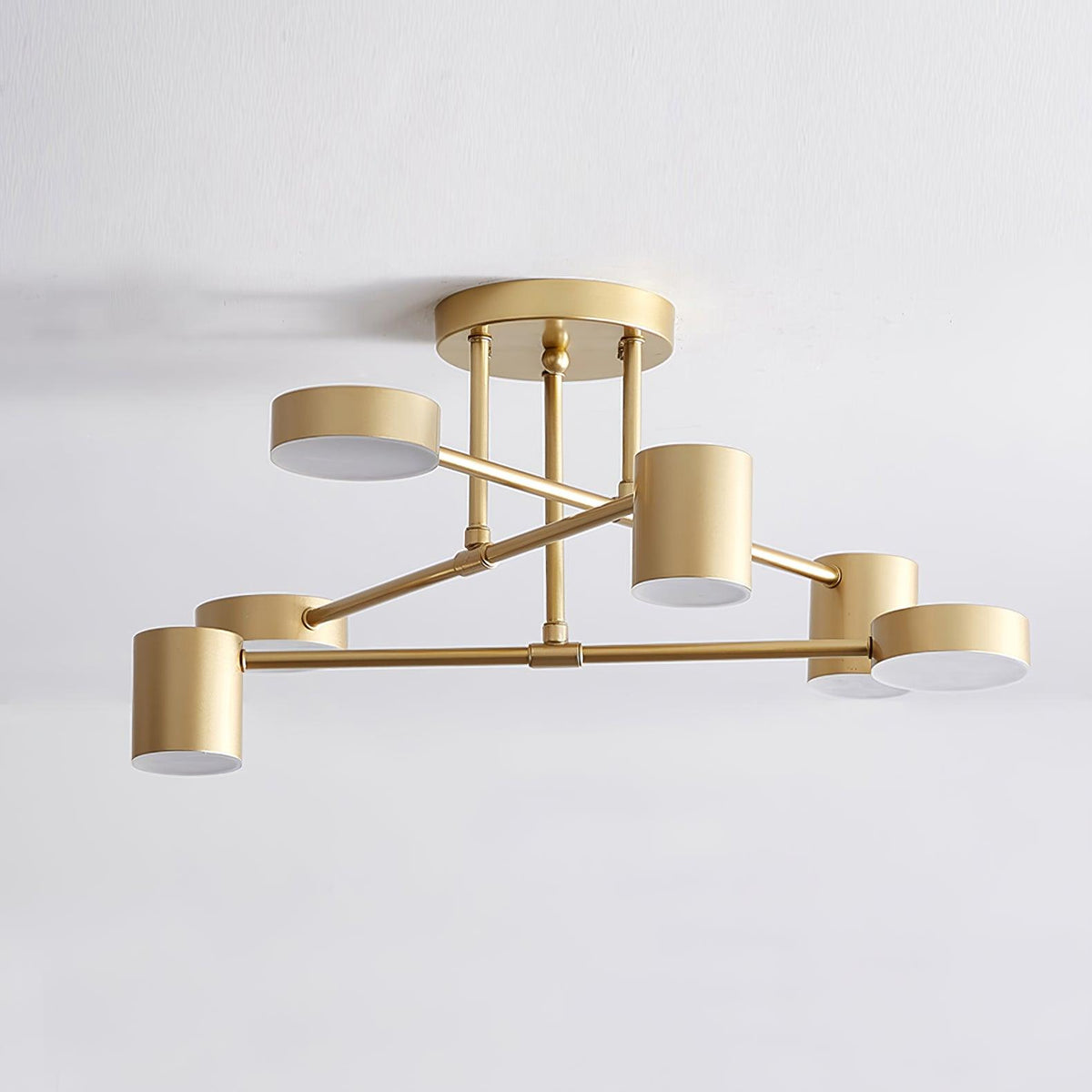 Contemporary Brass Globe LED Sputnik Ceiling Light 6-Light