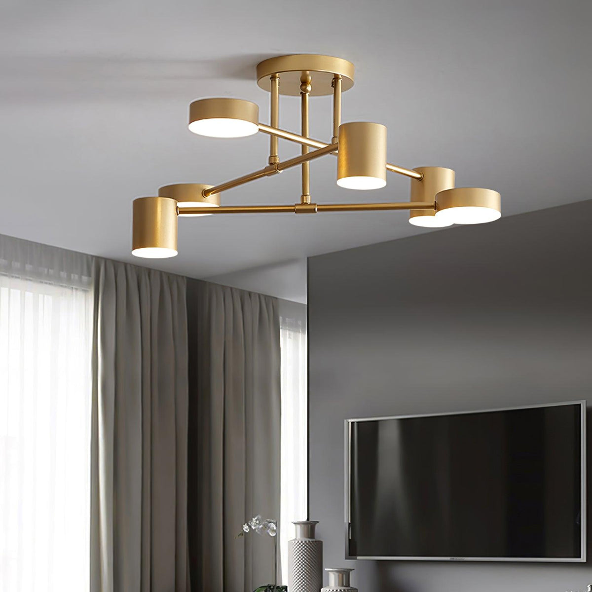 Contemporary Brass Globe LED Sputnik Ceiling Light 6-Light