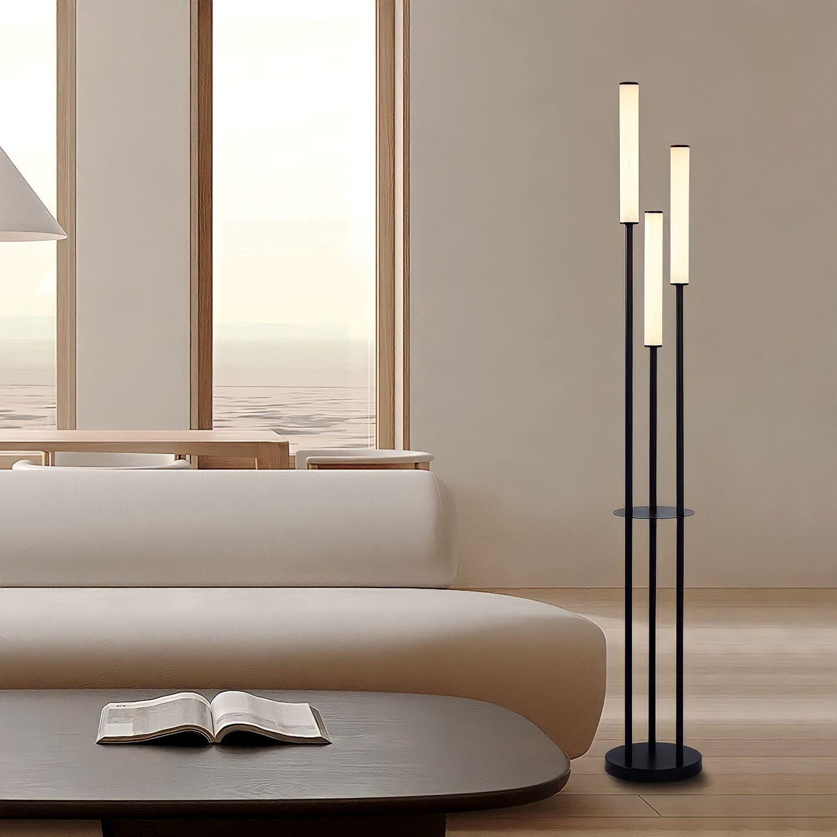 Modern Aluminium Tall Tube Floor Lamp 3-Light