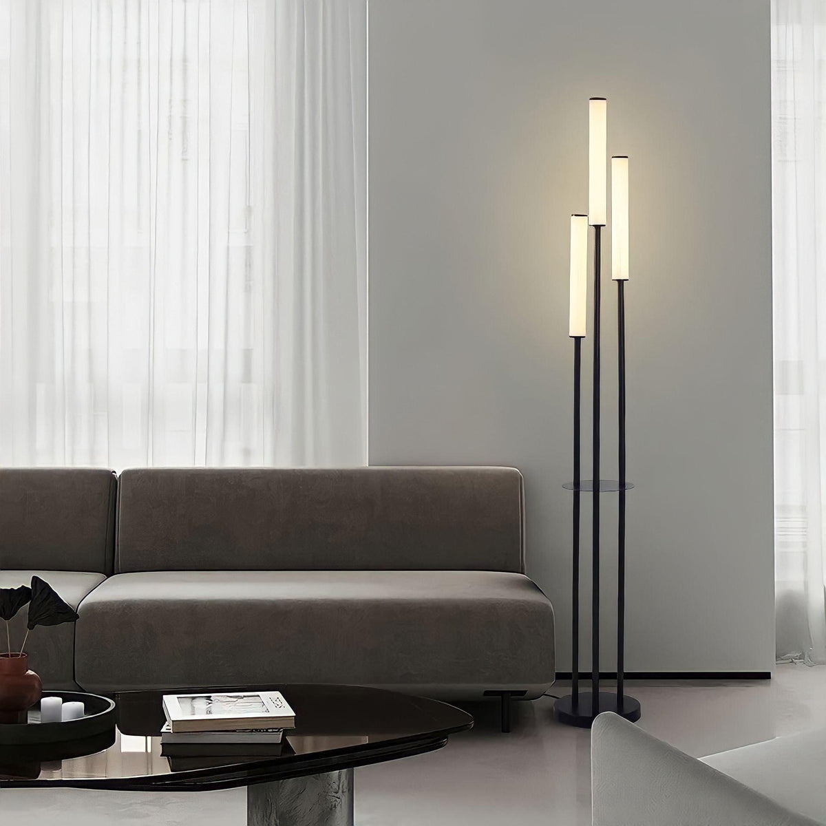 Modern Aluminium Tall Tube Floor Lamp 3-Light