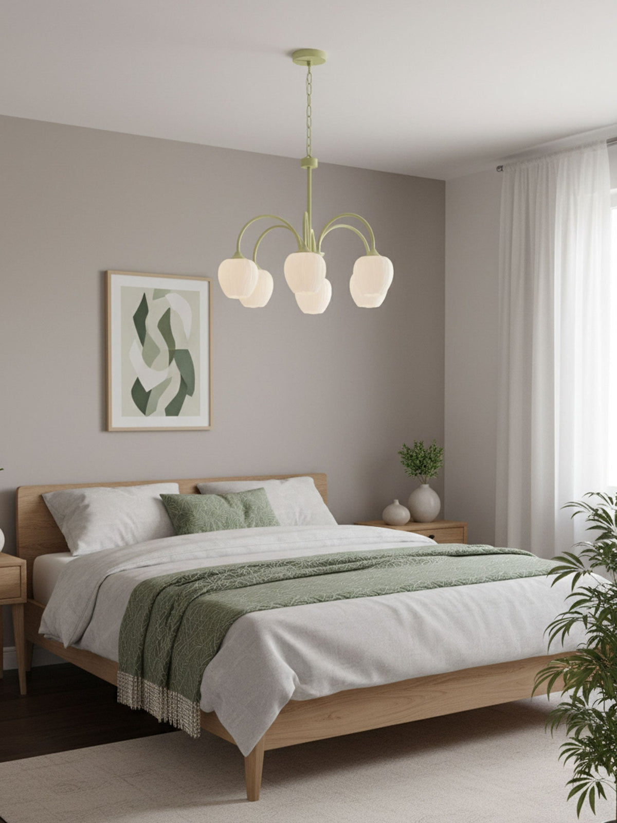 Contemporary Iron Curved Arms Chandelier 5-Light