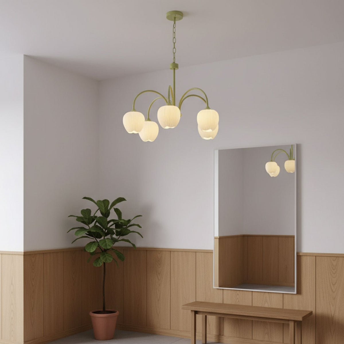 Contemporary Iron Curved Arms Chandelier 5-Light