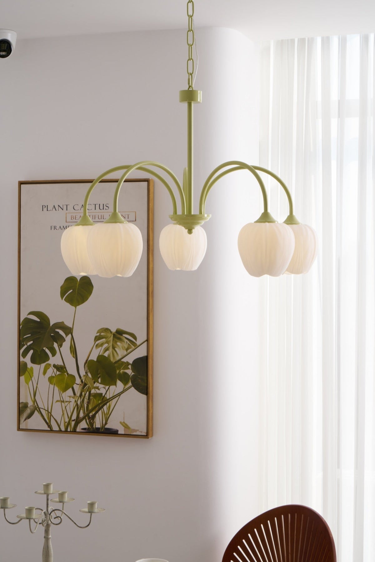 Contemporary Iron Curved Arms Chandelier 5-Light