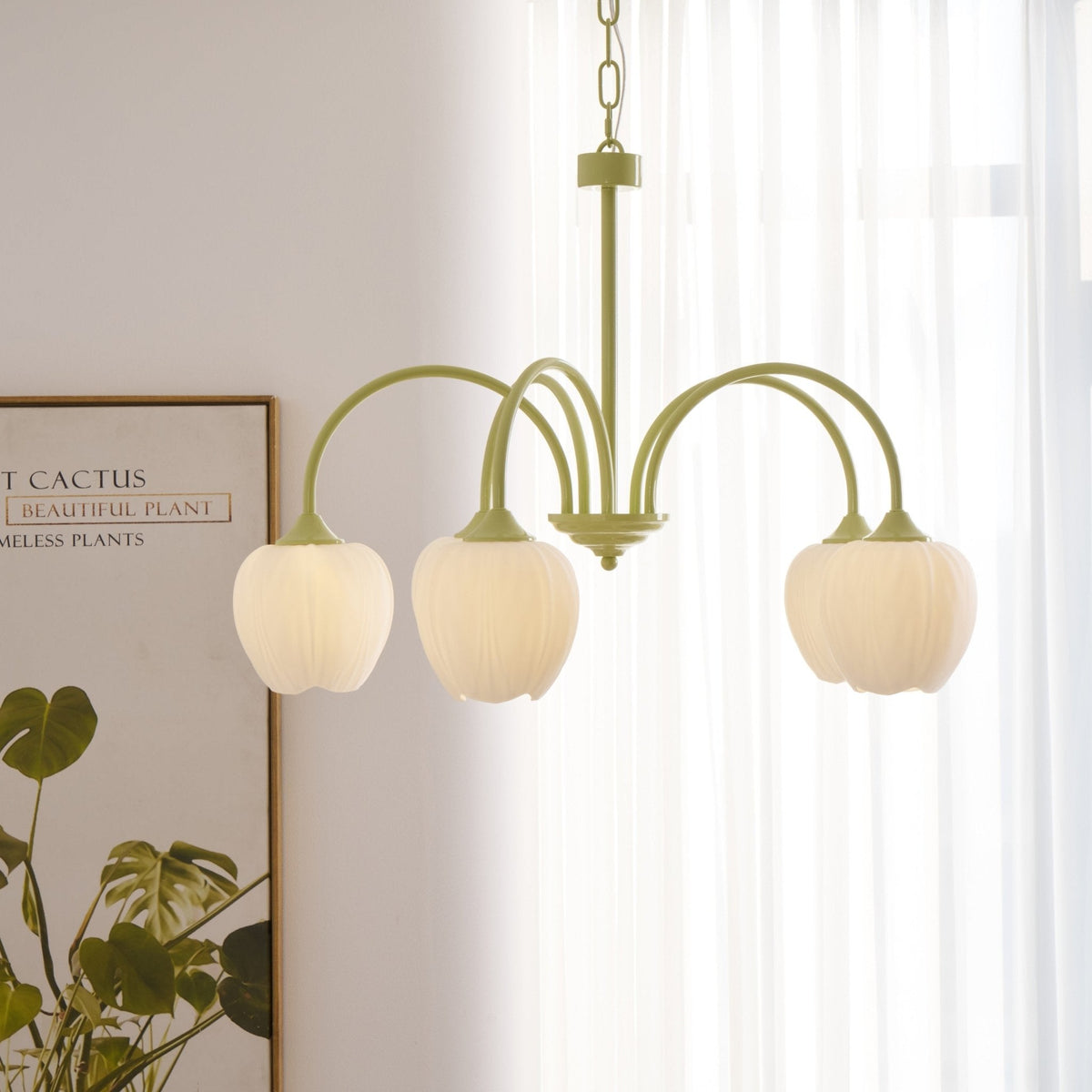 Contemporary Iron Curved Arms Chandelier 5-Light