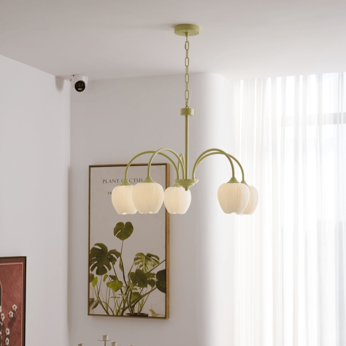 Contemporary Iron Curved Arms Chandelier 5-Light