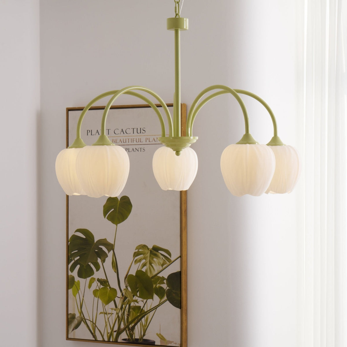 Contemporary Iron Curved Arms Chandelier 5-Light