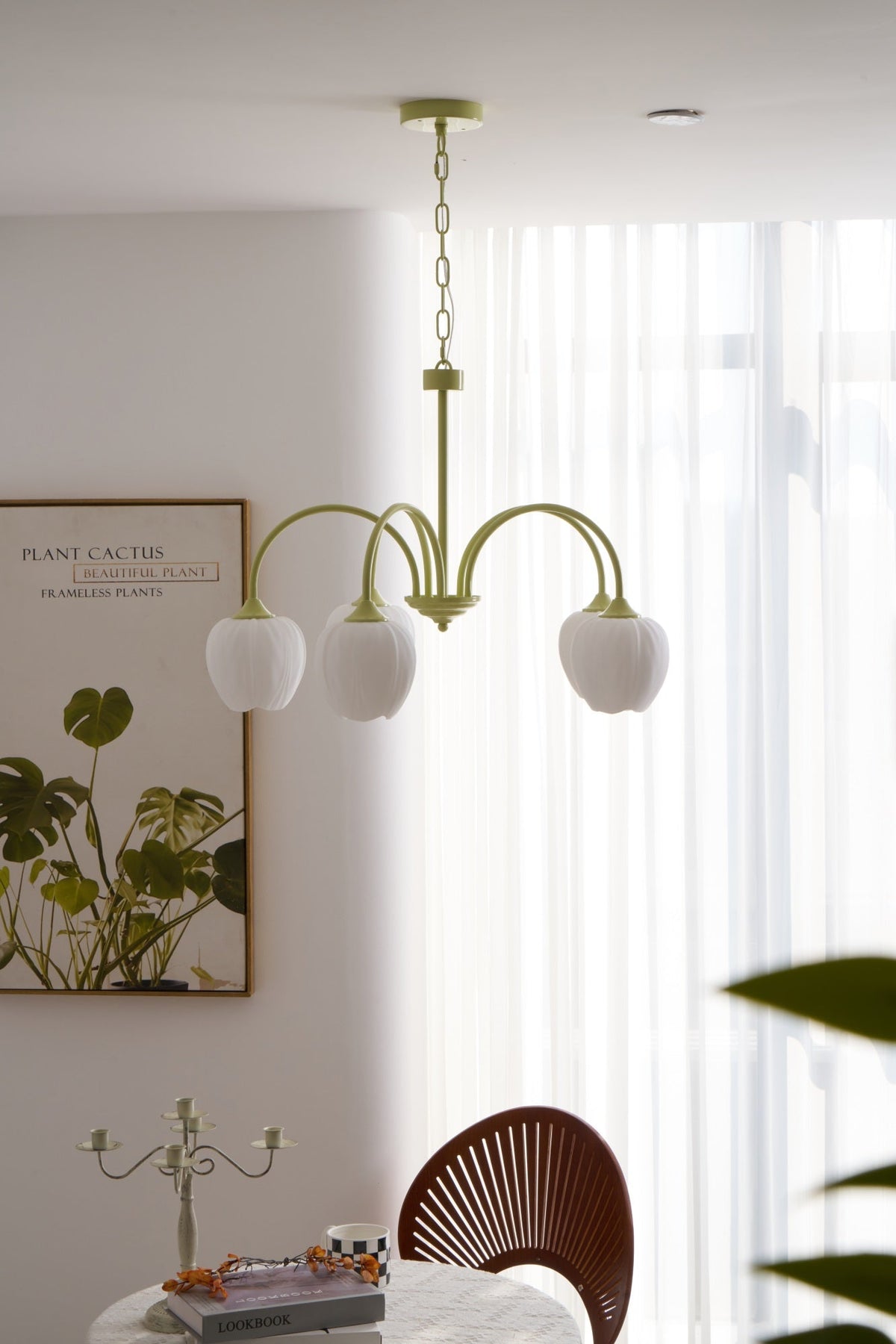 Contemporary Iron Curved Arms Chandelier 5-Light