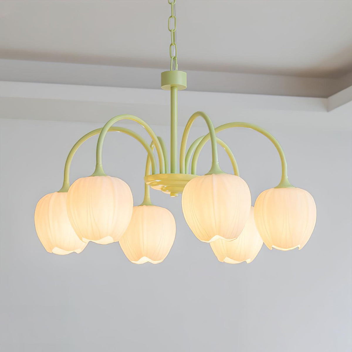 Contemporary Iron Curved Arms Chandelier 5-Light