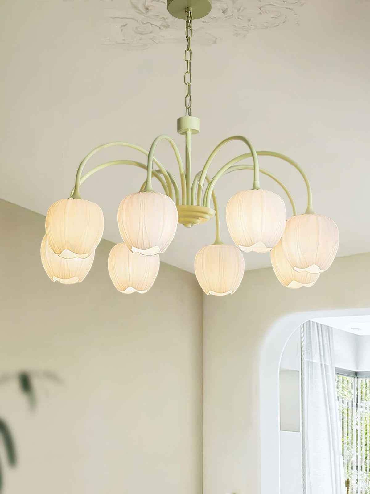 Contemporary Iron Curved Arms Chandelier 5-Light