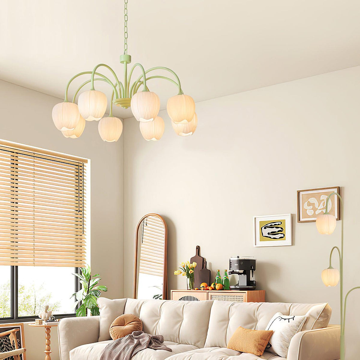 Contemporary Iron Curved Arms Chandelier 5-Light