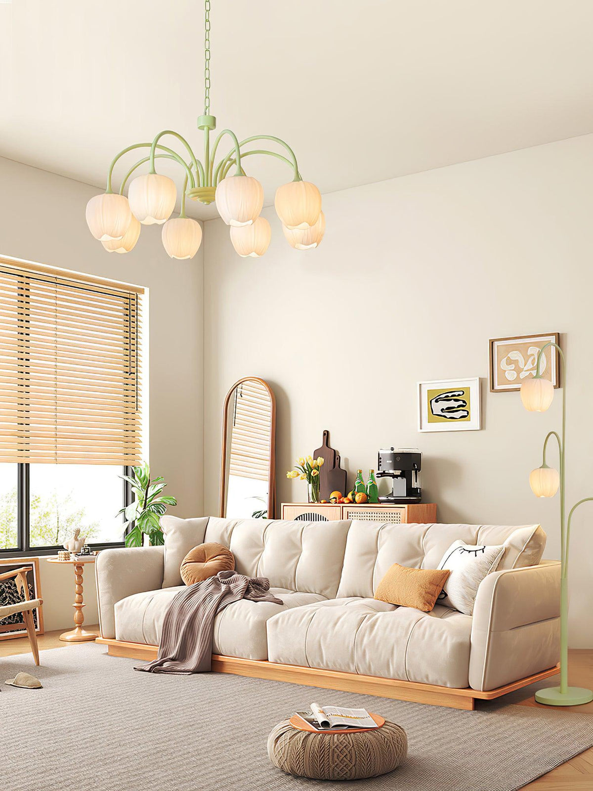Contemporary Iron Curved Arms Chandelier 5-Light