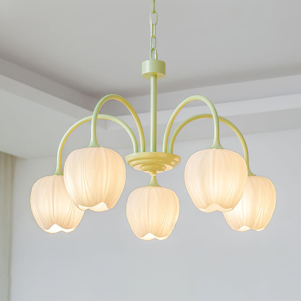 Contemporary Iron Curved Arms Chandelier 5-Light