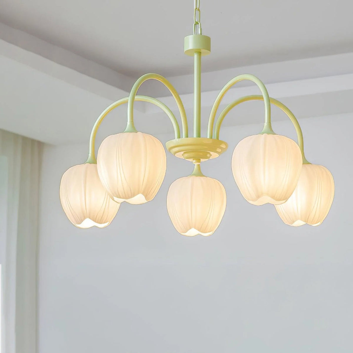 Contemporary Iron Curved Arms Chandelier 5-Light