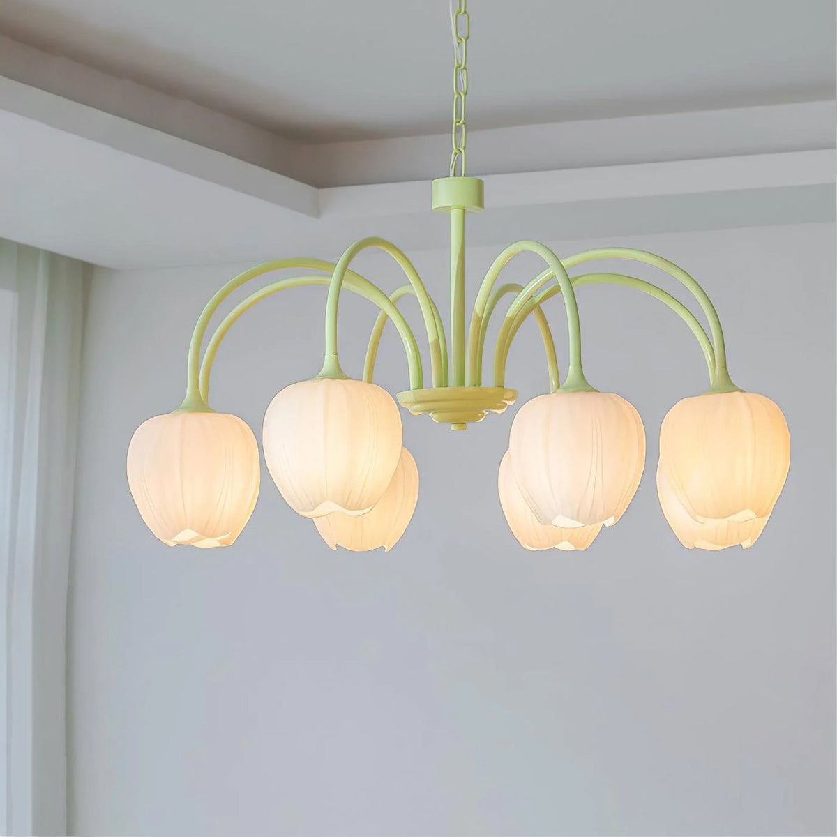 Contemporary Iron Curved Arms Chandelier 5-Light