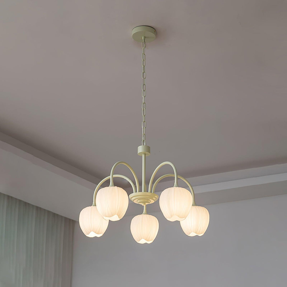 Contemporary Iron Curved Arms Chandelier 5-Light