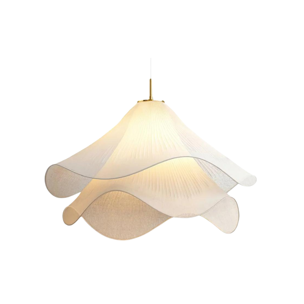 Japandi Fabric Wavy Shade Pendant Light 1-Light