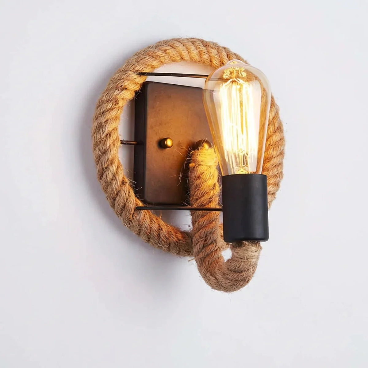 Retro Rope Round Wall Sconce Lamp 1-Light
