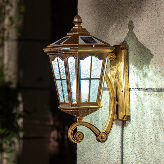 Retro Solar Glass Lantern Wall Sconce 1-Light